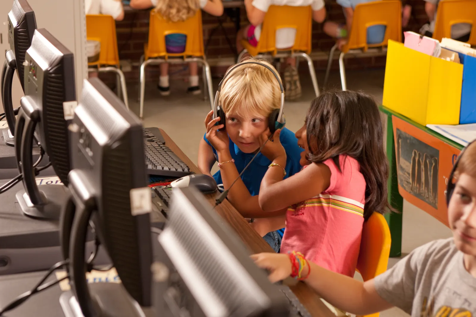 Kids using computers
