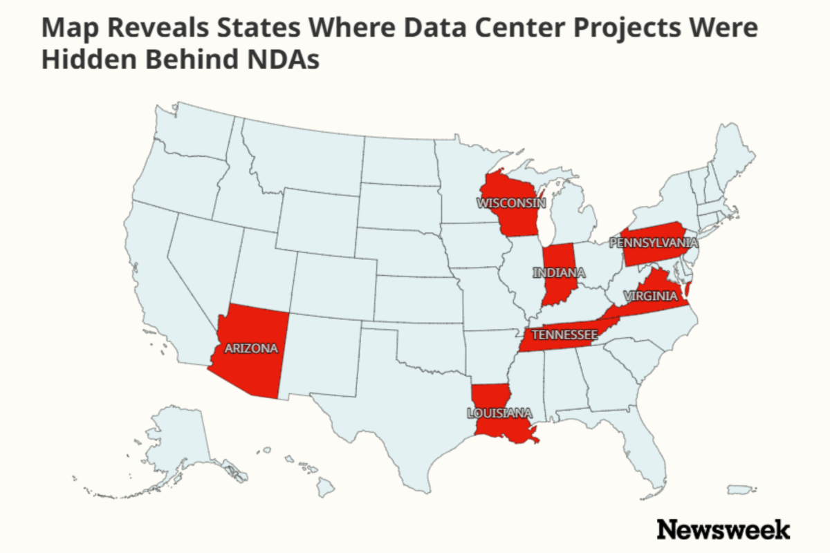 Map Reveals States Where Data Center Projects Were Hidden Behind NDAs