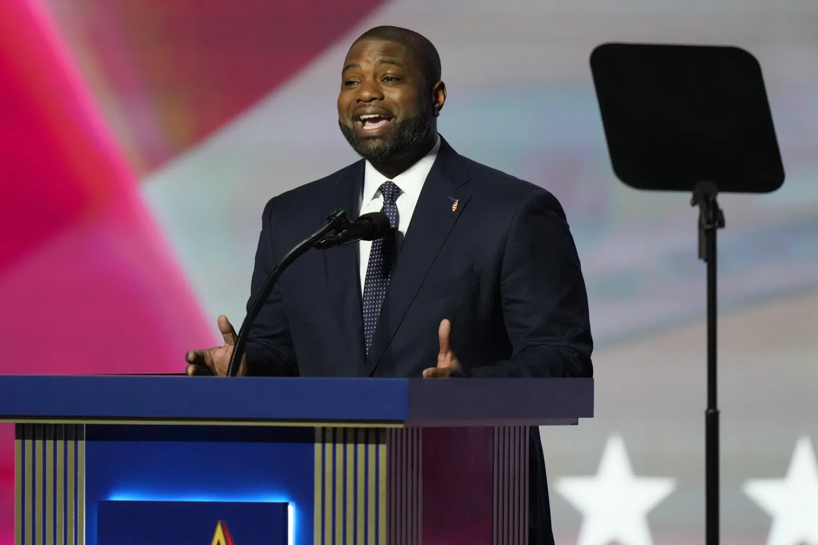 Florida gubernatorial candidate Rep. Byron Donalds, R-Fla., speaks at the Republican convention Wednesday, Sept. 9, 2026, in Dallas.