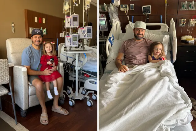 From left: Reese Willard with his daughter in hospital.