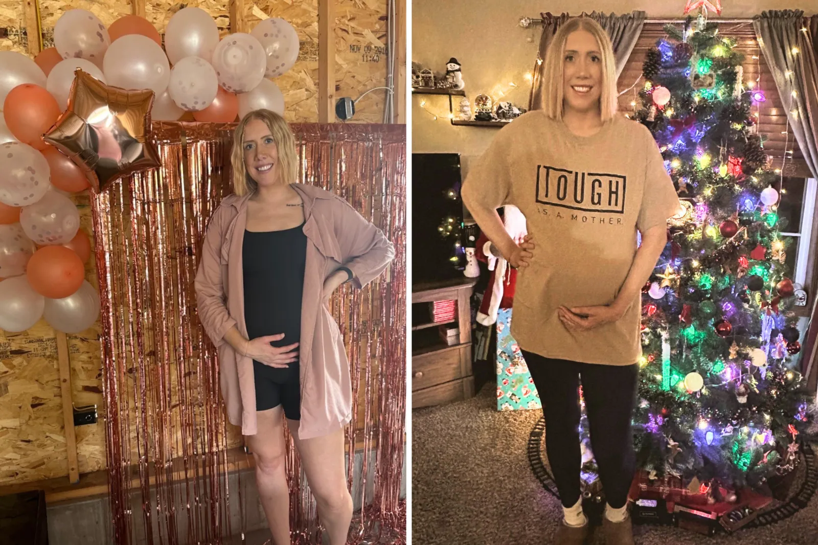 Ashley Veen cradling her bump during pregnancy.