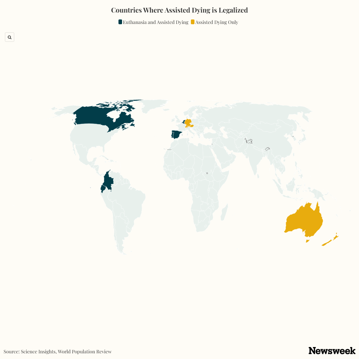 Maps of Where Assisted Suicide Is Legal as Child Euthanized in Netherlands