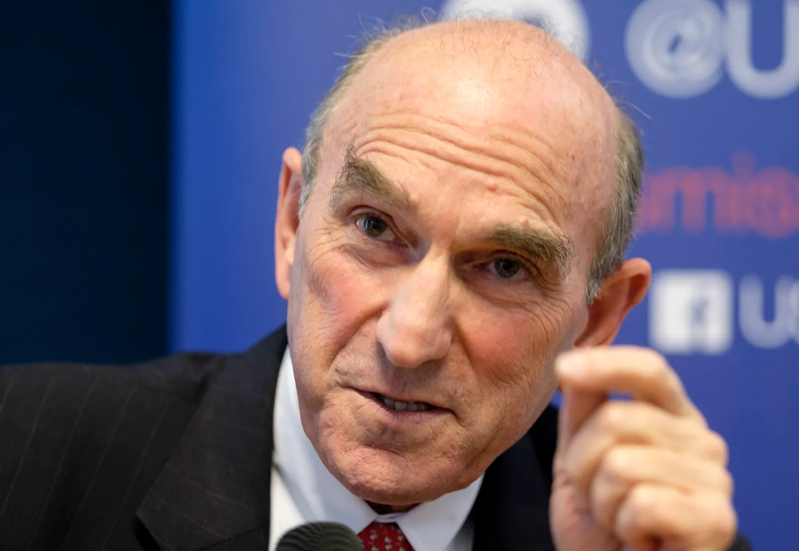 U.S. Special Representative for Venezuela Elliott Abrams answers questions during a conference hosted by the German Marshall Fund of the United States and the U.S. Mission to the European Union on September 9, 2019, in Brussels. (Photo by Thierry Monasse/Getty Images)
