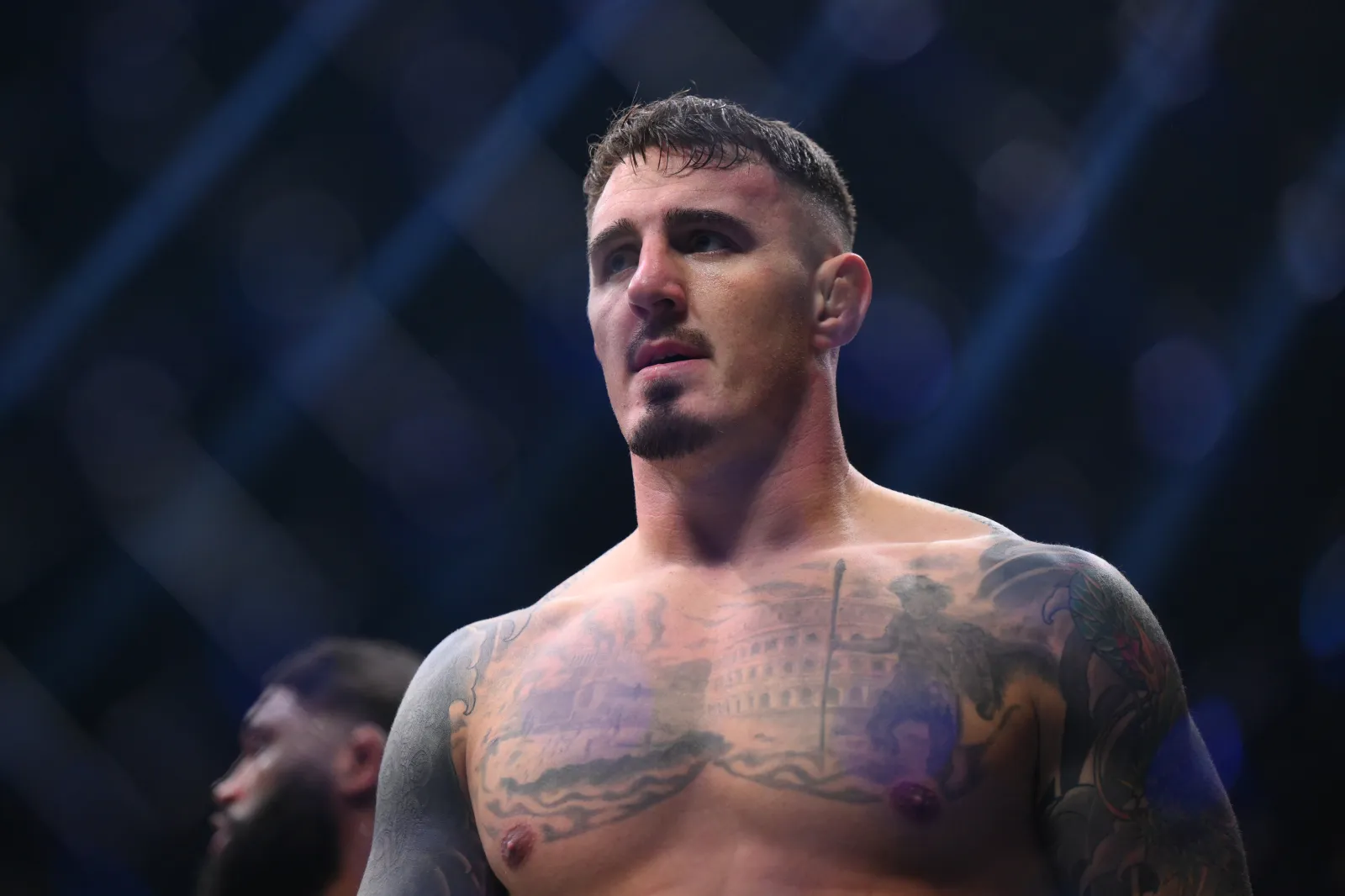MMA star Tom Aspinall looks on at UFC 304