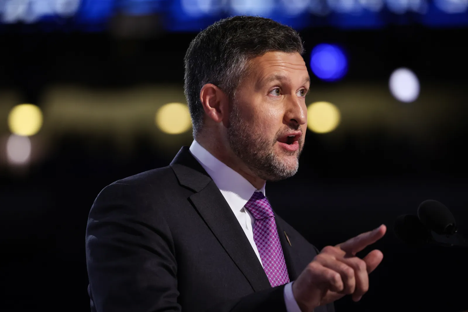 CHICAGO, ILLINOIS – AUGUST 22: U.S. Rep. Pat Ryan (D-NY) speaks on stage during the final day of the Democratic National Convention at the United Center on Augu