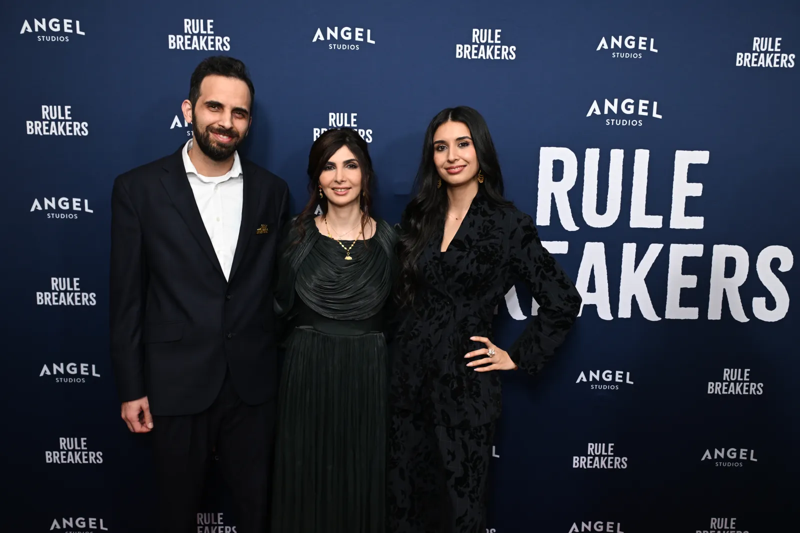LOS ANGELES, CALIFORNIA - FEBRUARY 12: Alireza Mehraban, Roya Mahboob and Elaha Mahboob attend the "Rule Breakers" premiere at Harmony Gold on February 12, 2025