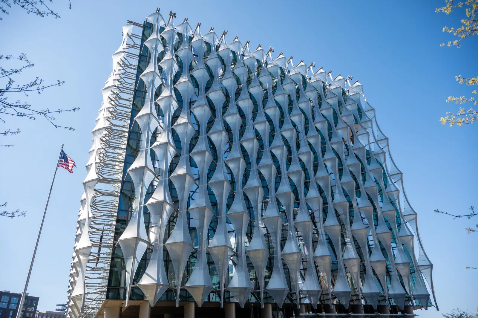 A general view of the US Embassy on April 10, 2025 in London, England.
