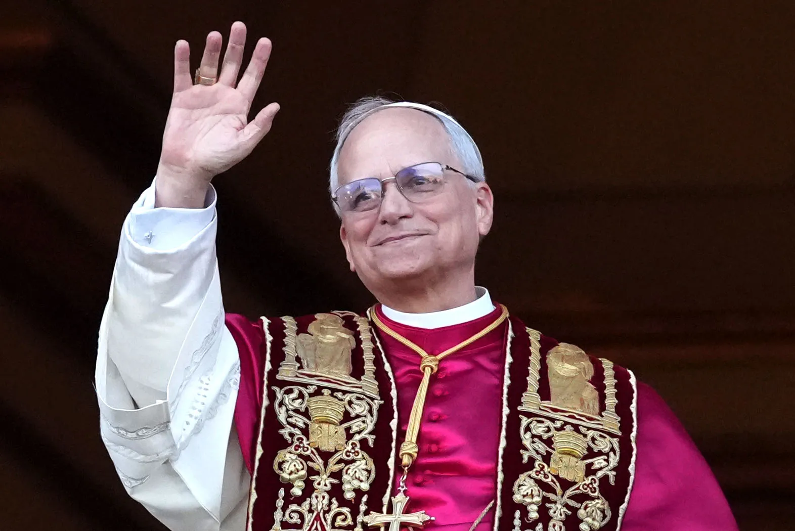 Pope Leo XIV is seen on the Vatican balcony on May 8, 2025.