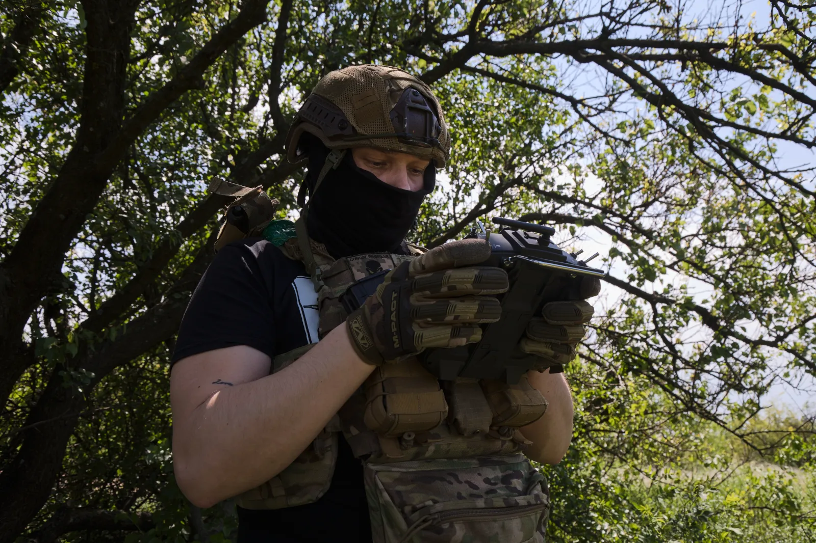This illustrative image from May 23, 2026 shows the 109th Brigade of the Armed Forces of Ukraine operate Vampire heavy bomber drones along the fortress belt in the Donetsk region. Ukraine has touted an amphibious unmanned ground vehicle that has supplied the frontline.