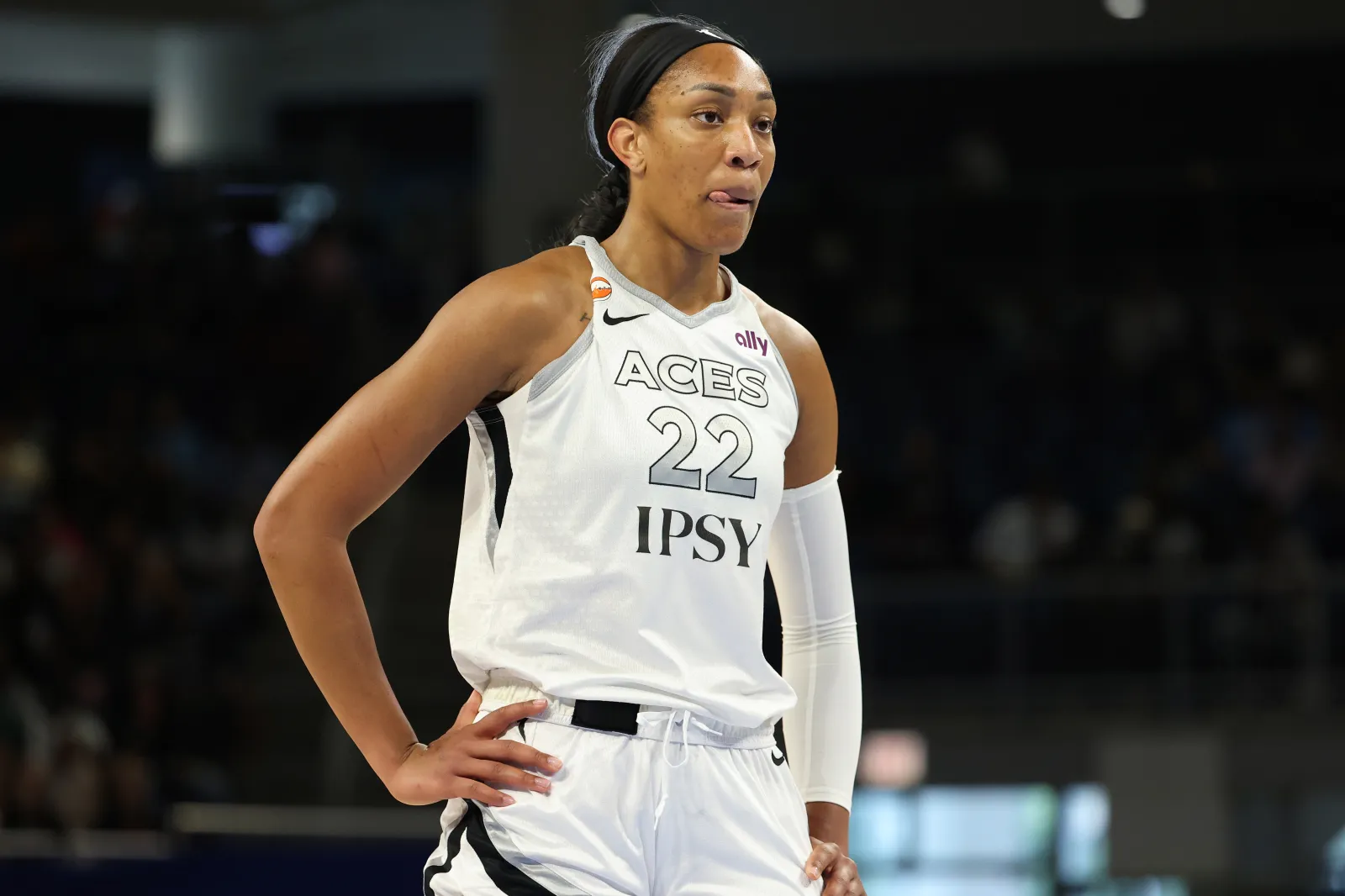 Las Vegas Aces star A'ja Wilson in game against Chicago Sky