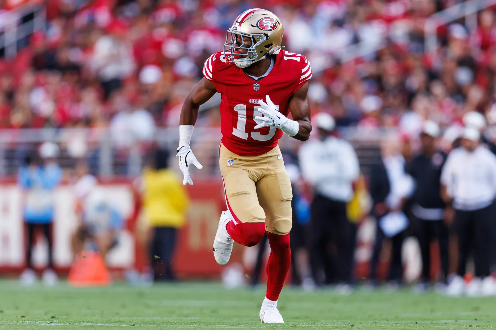 De'zhaun Stribling #15 of the San Francisco 49ers.