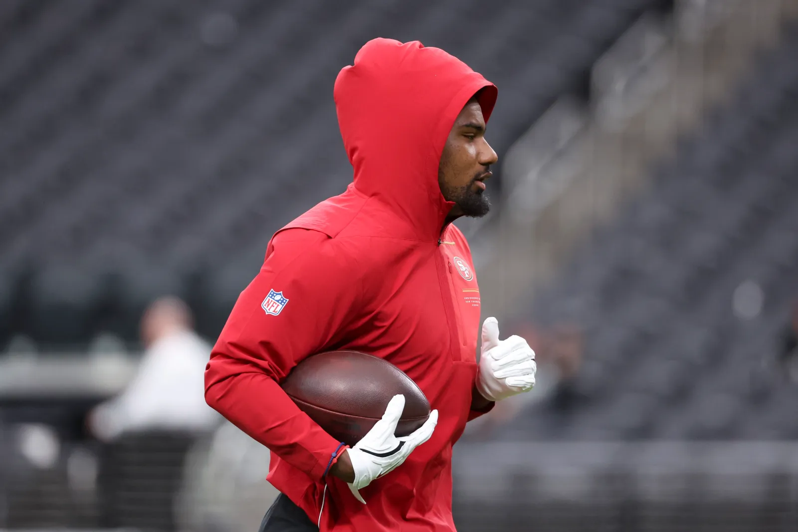 San Francisco 49ers rookie De'zhaun Stribling warms up before game against Rams in Australia