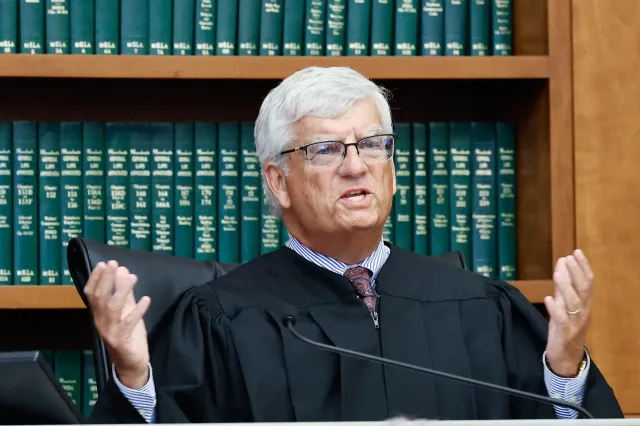 Judge William Sullivan addresses the lawyers during jury deliberations in Lindsay Clancy's murder trial.