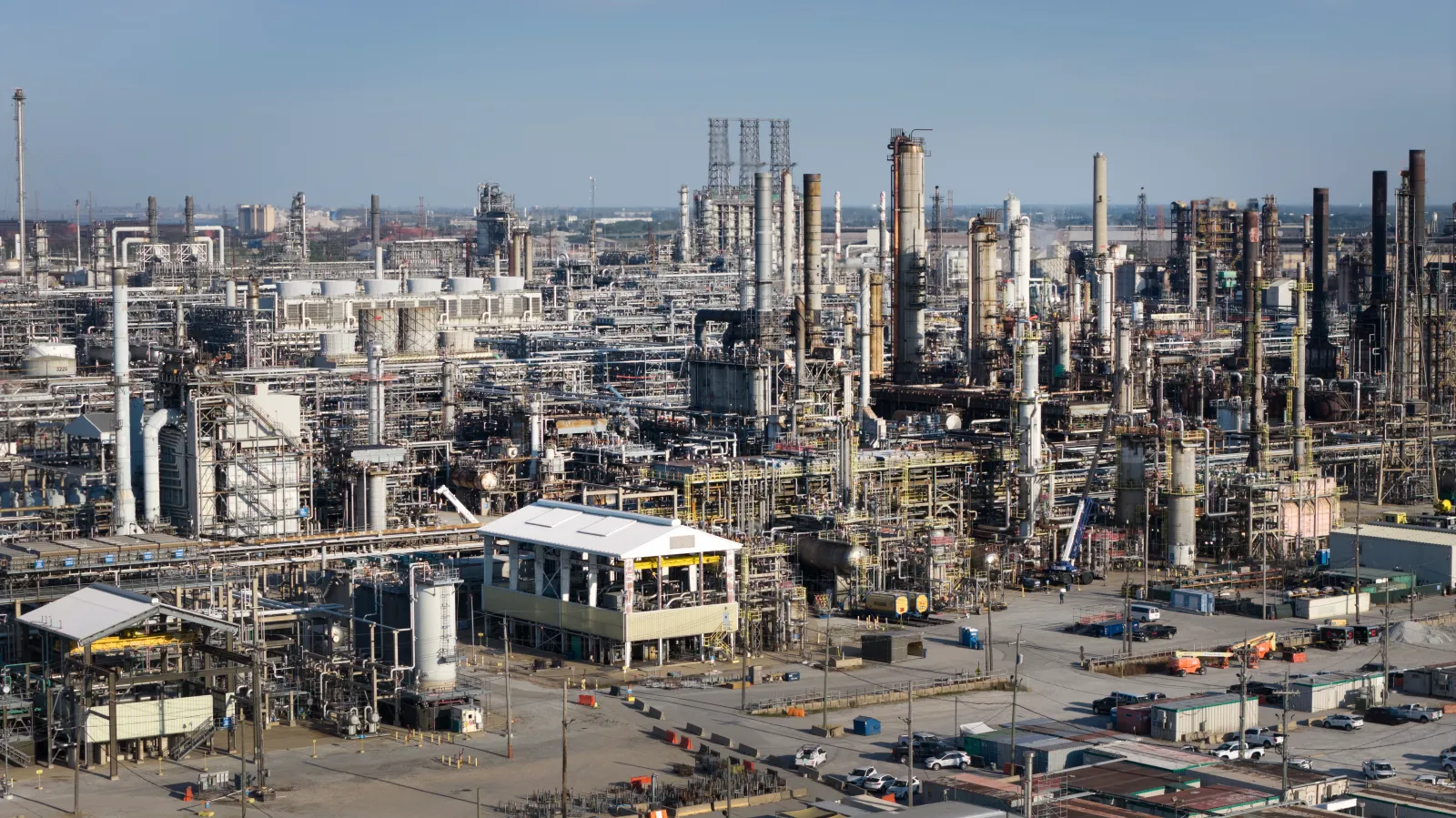 An aerial view shows the sprawling BP refinery on September 8, 2026 in Whiting, Indiana.