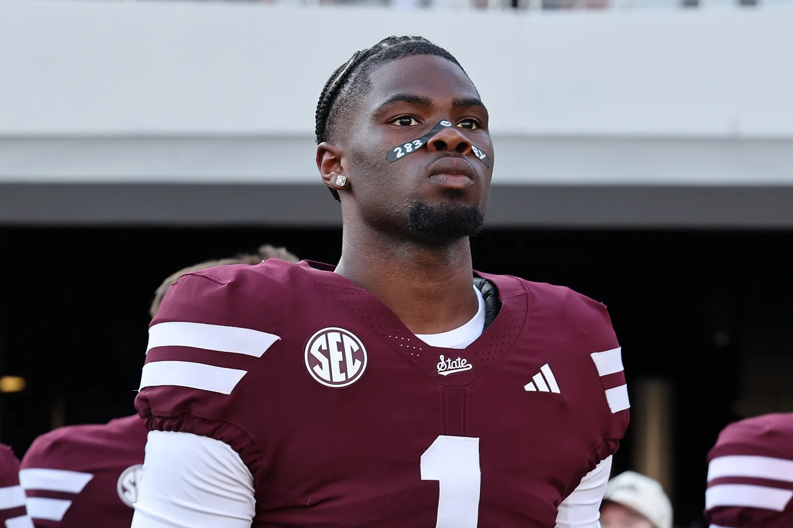 Kamario Taylor #1 of the Mississippi State Bulldogs.