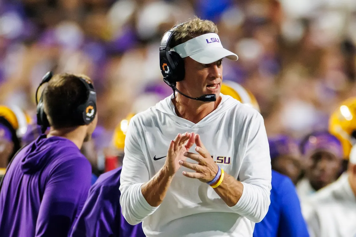 Lane Kiffin looks on during LSU game against Louisiana Tech