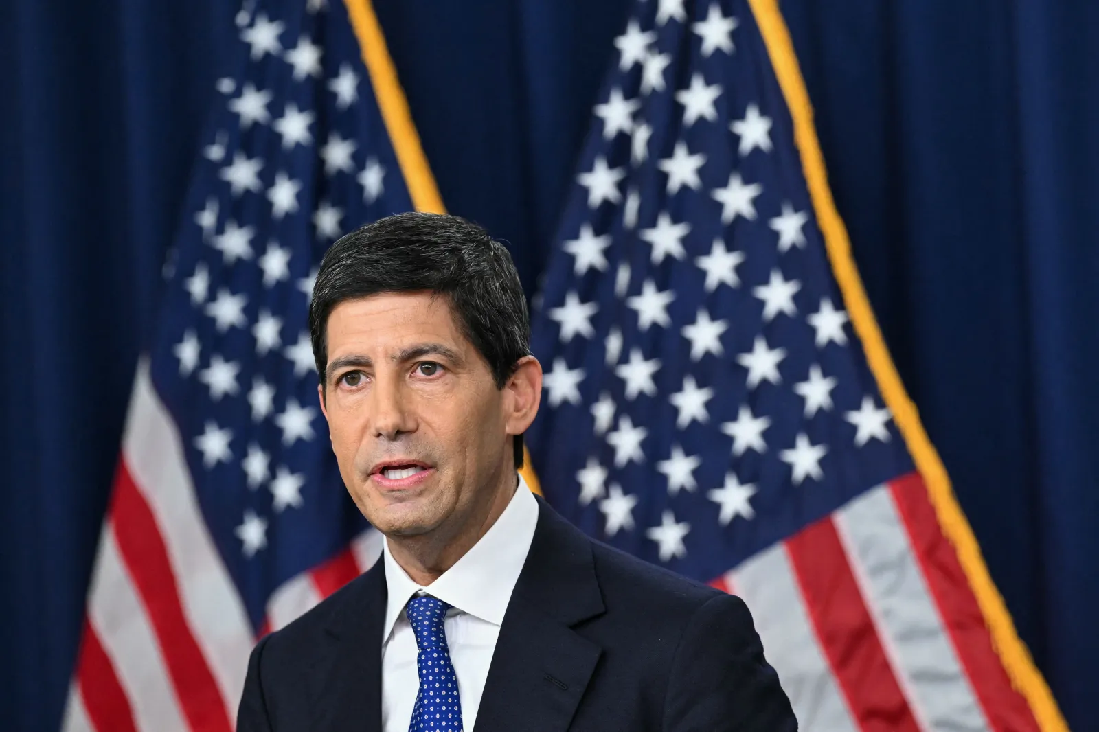 File photo: Kevin Warsh speaks at a news conference, the William McChesney Martin Jr. Federal Reserve Board Building, Washington, D.C, on September 16, 2026.