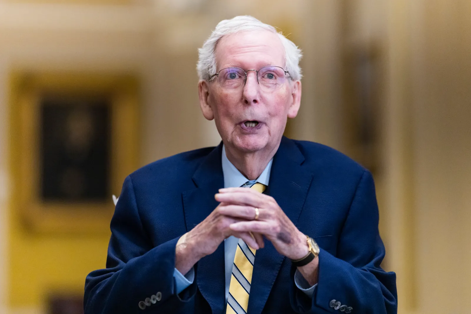Senator Mitch McConnell speaks to the press in Washington, D.C., on September 14, 2026.