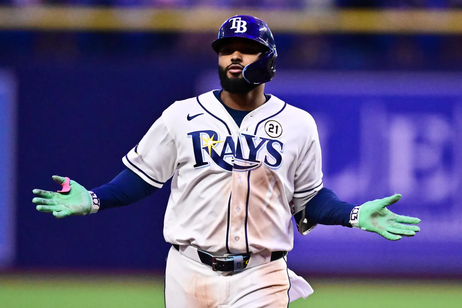 Junior Caminero #13 of the Tampa Bay Rays