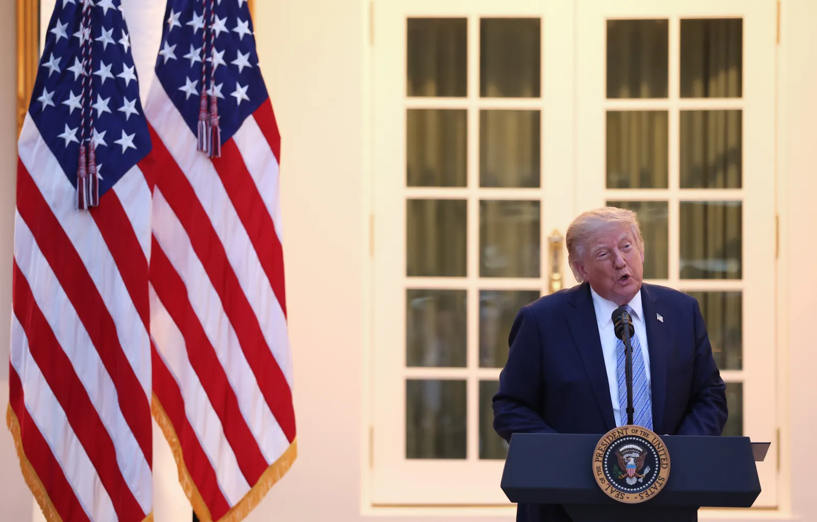 U.S. President Donald Trump speaks at a dinner in the Rose Garden of the White House on September 17, 2026 in Washington, DC.
