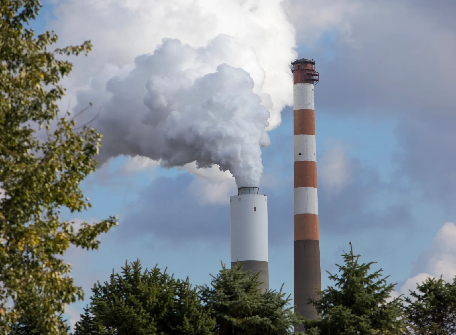 A view of the smokestack of the Cheswick coal-fired power plant October 26, 2017, in Springdale, Pennsylvania.