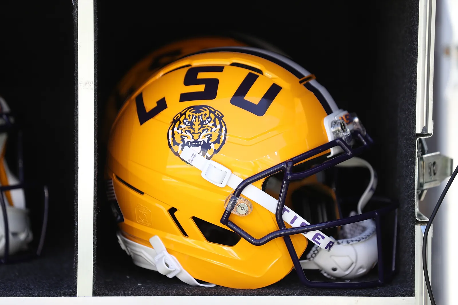 OXFORD, MISSISSIPPI - SEPTEMBER 27: A view of the LSU Tigers helmet before the game against the Mississippi Rebels at Vaught-Hemingway Stadium on September 27, 2025 in Oxford, Mississippi. (Photo by Justin Ford/Getty Images)