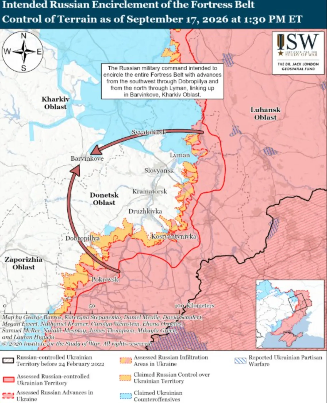 This map by the Institute for the Study of War from September 17 shows the impact of Ukraine's Operation Vivaldi in thwarting Russian forces in the Lyman salien