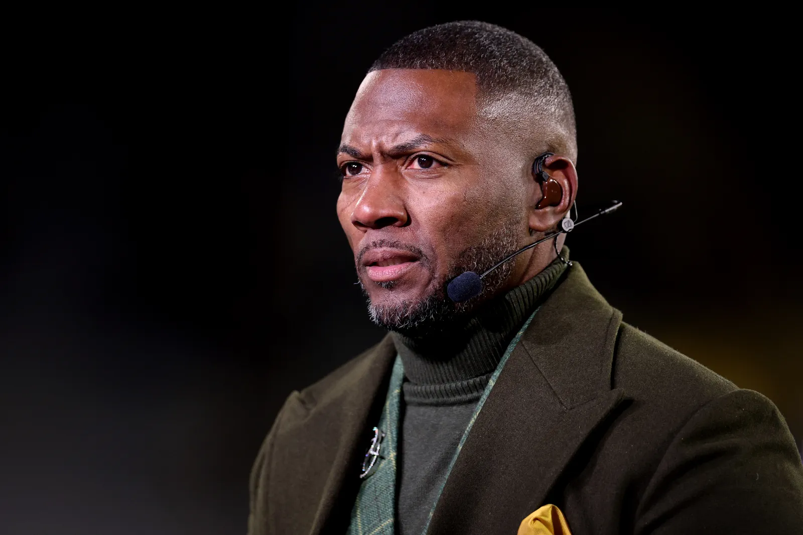 GREEN BAY, WISCONSIN - NOVEMBER 10: ESPN commentator Ryan Clark looks on prior to the game between the Green Bay Packers and the Philadelphia Eagles at Lambeau 