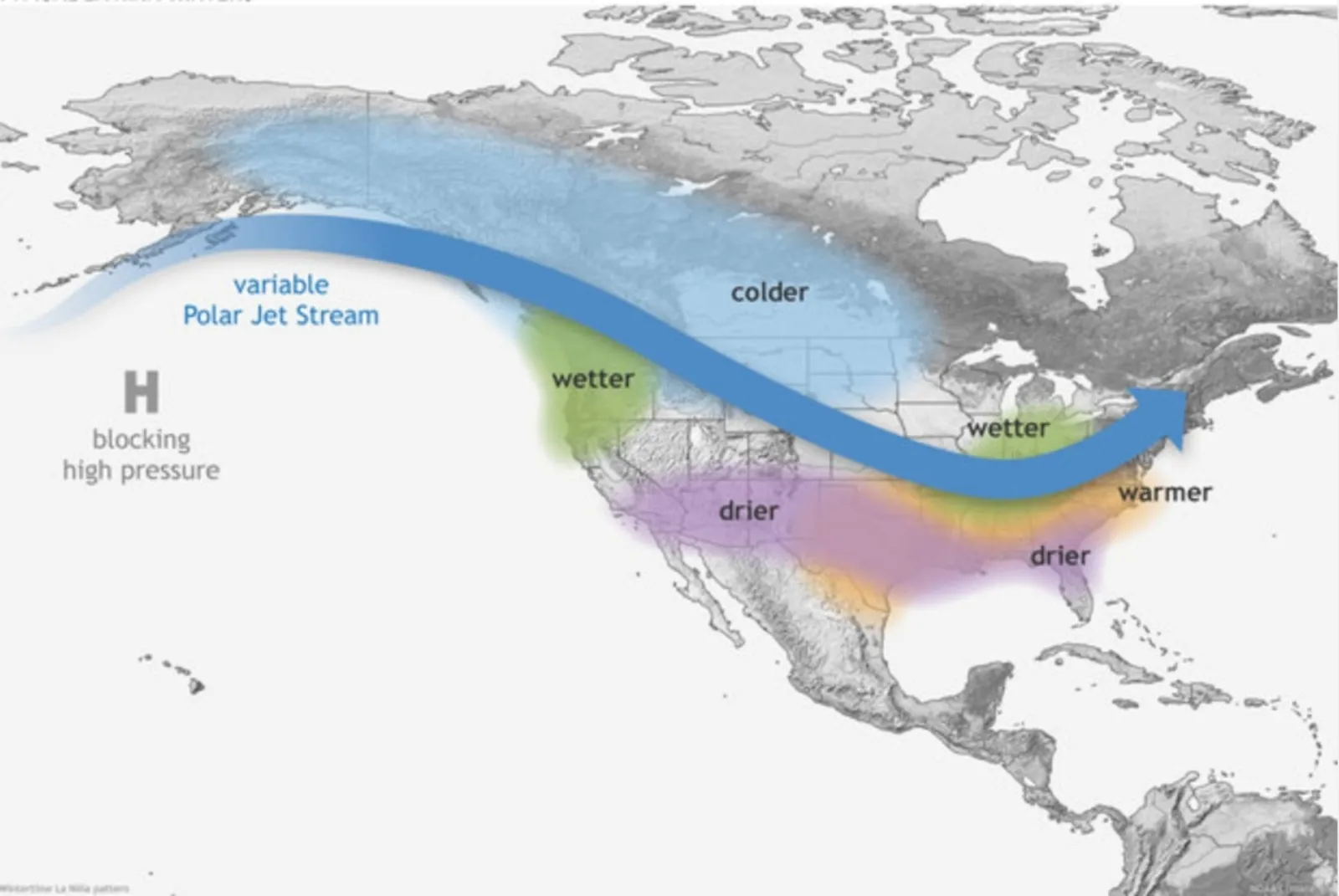 A NOAA map shows U.S. impacts during a typical La Niña winter.