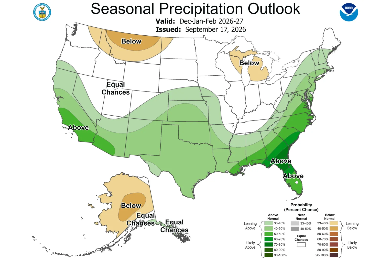 The CPC's winter precipitation outlook.