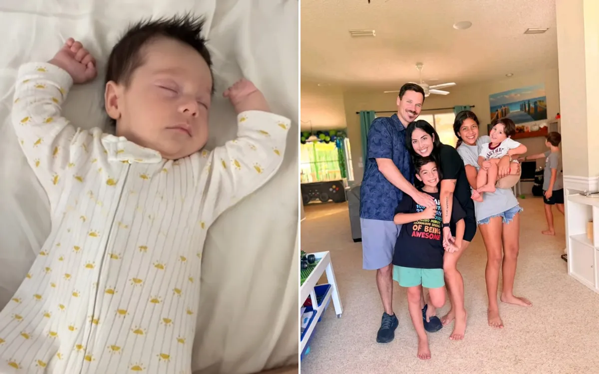 William as a baby and Vani Garcia with the family, including William, now aged 2.