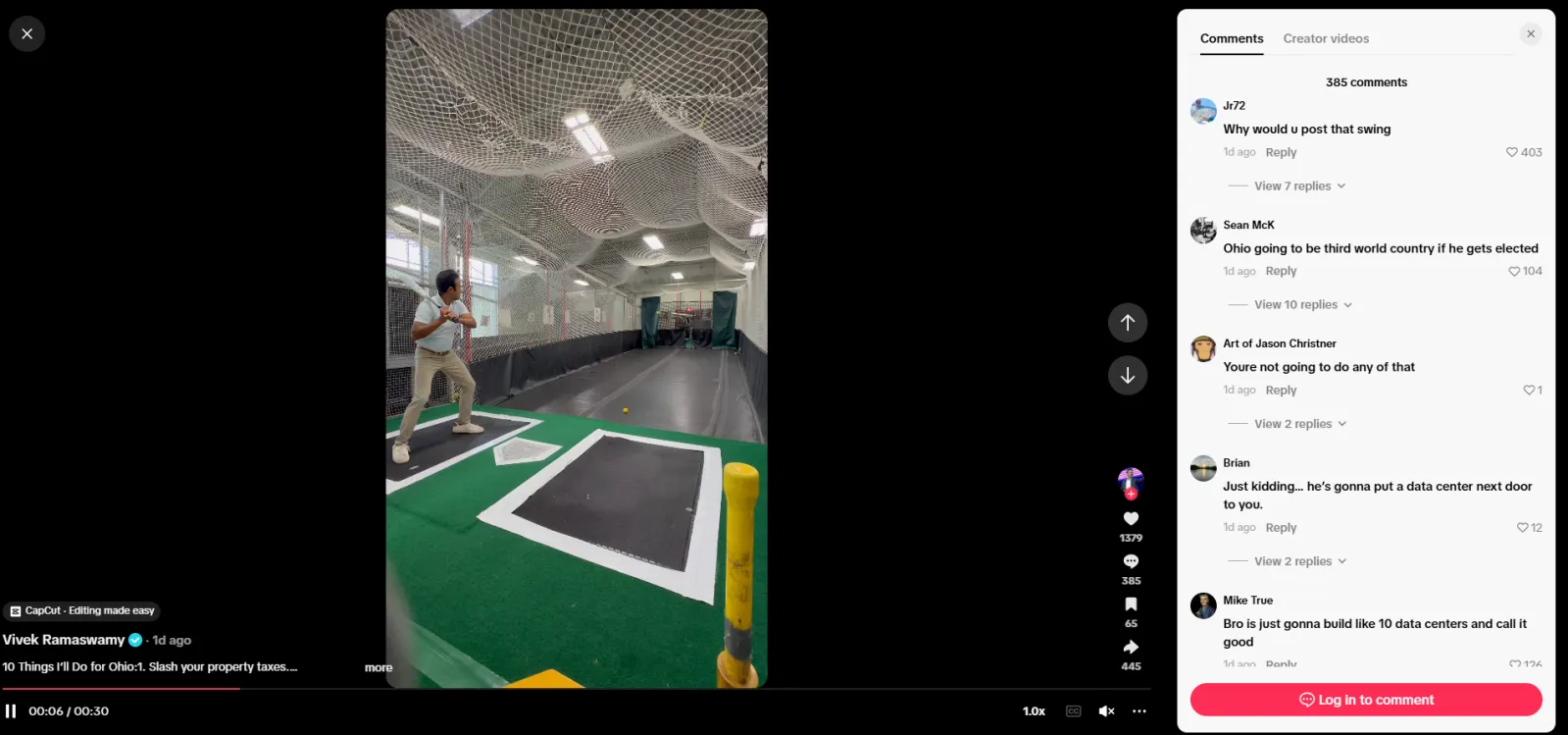 Vivek Ramaswamy's Batting Cage Stunt Backfires in Ohio Gubernatorial Race