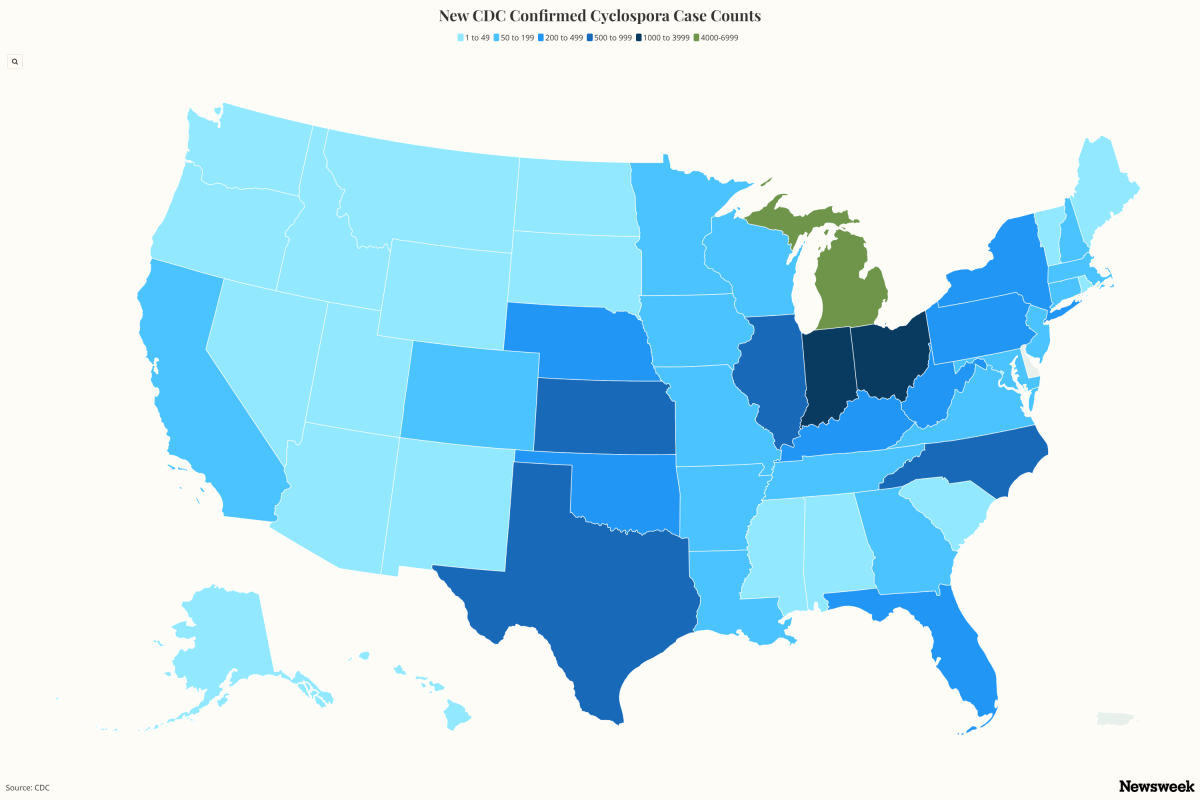 New State Reporting Cyclospora As Case Counts Surge Again: Map