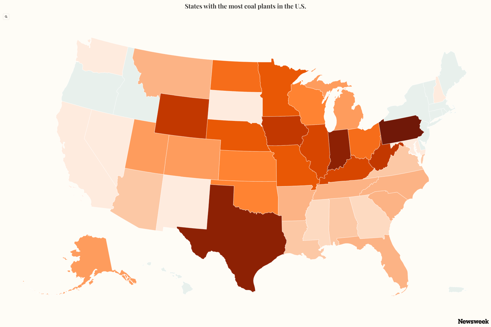 Map Shows States With Most Coal Plants as EPA May Repeal Major Climate Rule