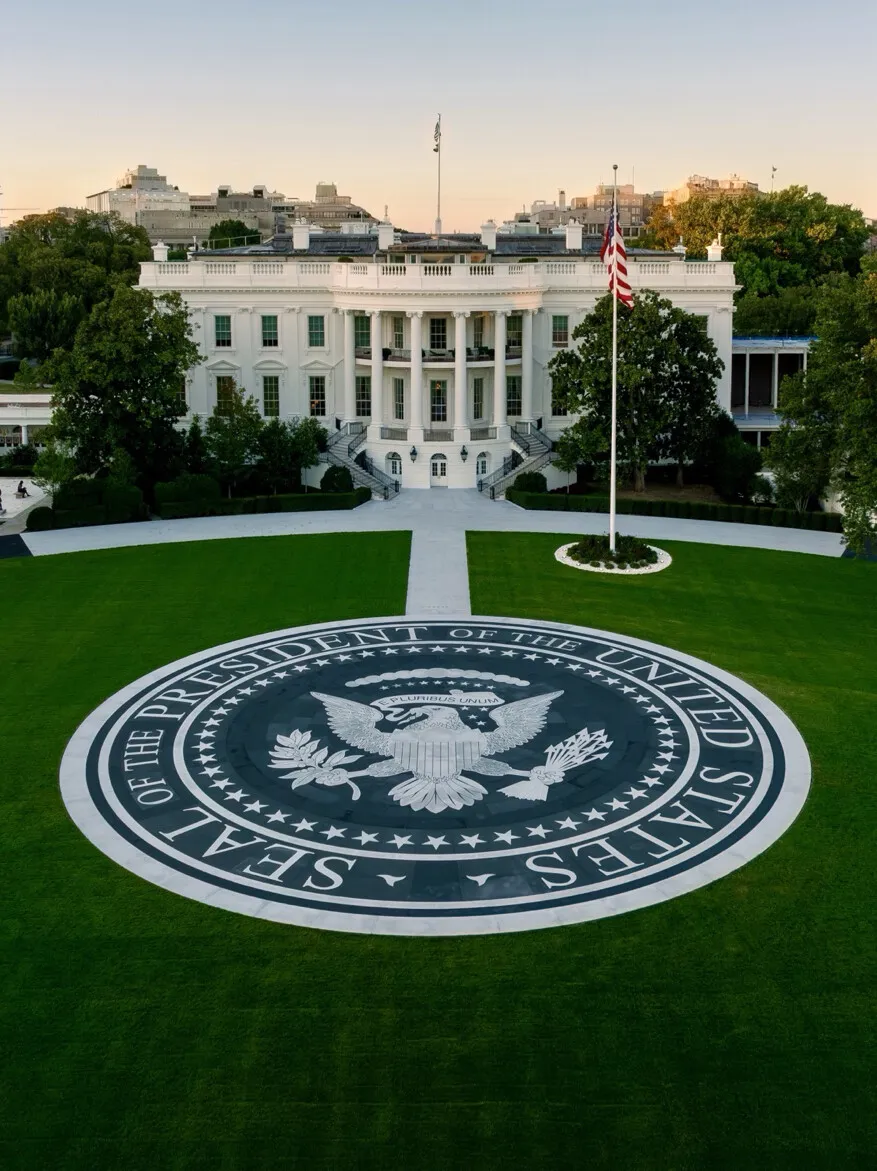 An image posted on Truth Social shows the newly renovated White House facade.
