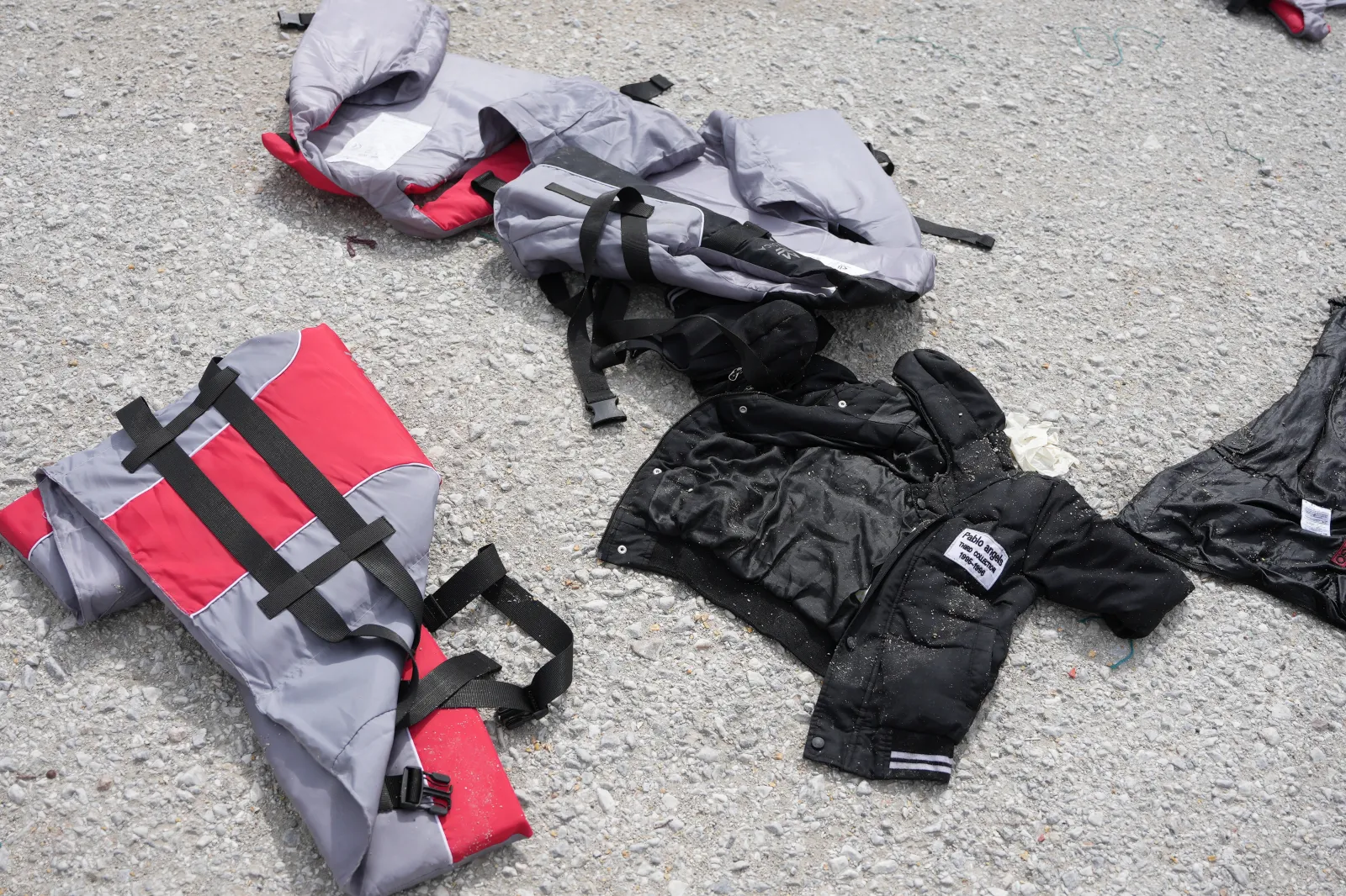 Lifejackets lie at Petra port, after the capsizing of a boat carrying migrants, off the coast on the northeastern Aegean Sea island of Lesbos, Greece, Thursday, April 3, 2025. | AP Photo/Panagiotis Balaskas