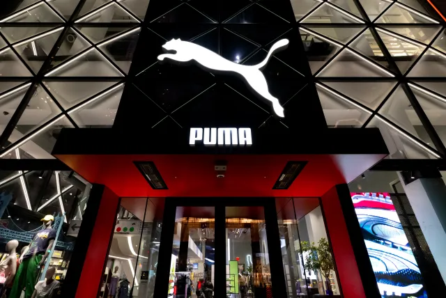 File: The entrance to a Puma store in New York City.