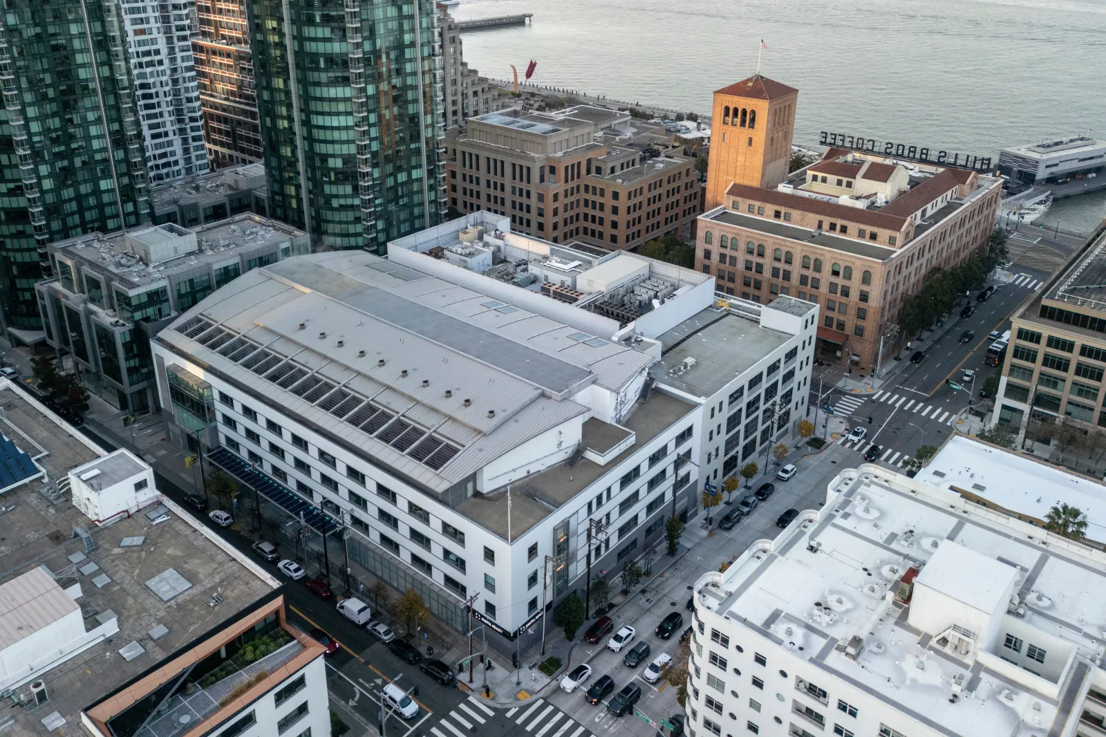 An aerial view of the Digital Realty SFO12 Data Center, center, is seen in the Rincon Hill neighborhood of San Francisco, Dec. 16, 2025. (Stephen Lam/San Francisco Chronicle via AP, File)