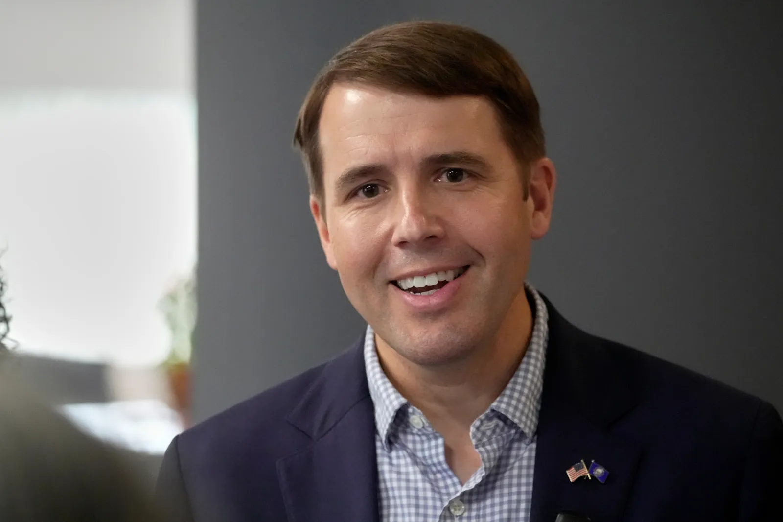 Chris Pappas, Democratic candidate for U.S. Senate, speaks to reporters on September 29 in Salem, New Hampshire. (AP Photo/Robert F. Bukaty)