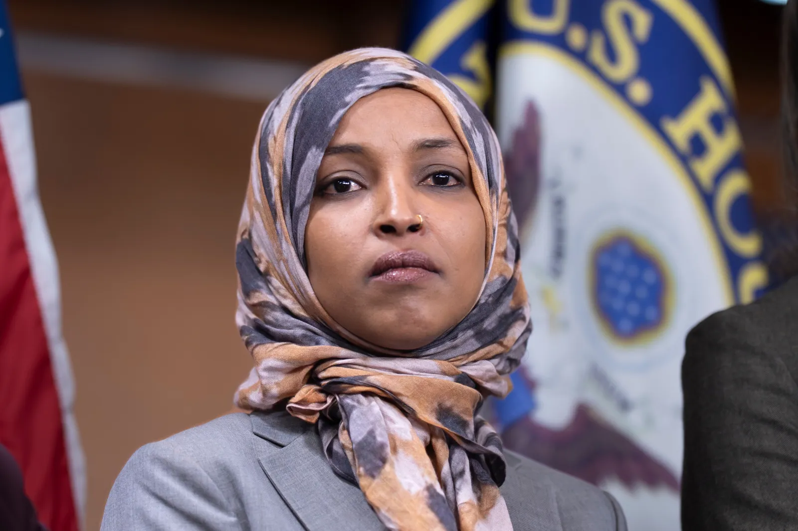 Democratic Congresswoman Ilhan Omar fields questions during a news conference at the U.S. Capitol in Washington, D.C., on January 13. (AP Photo/J. Scott Applewhite, File)