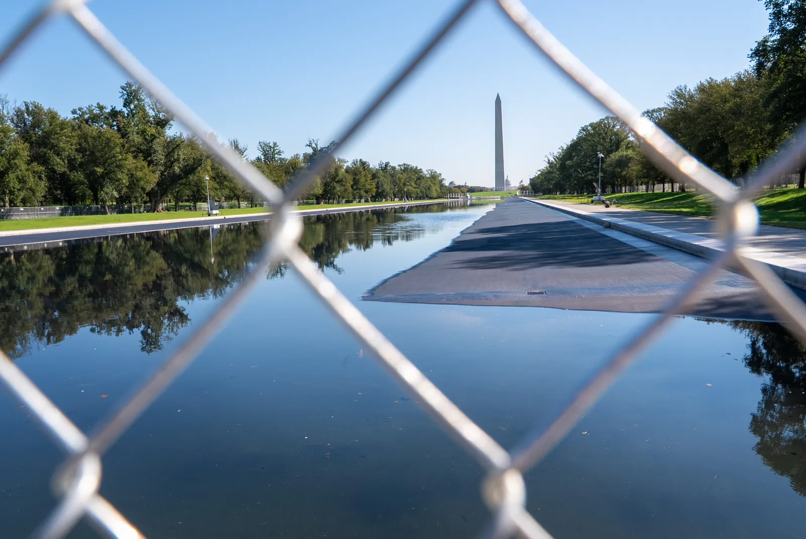 The Lincoln Memorial Reflecting Pool is blocked off to the public on October 13 in Washington. | AP Photo/Jacquelyn Martin