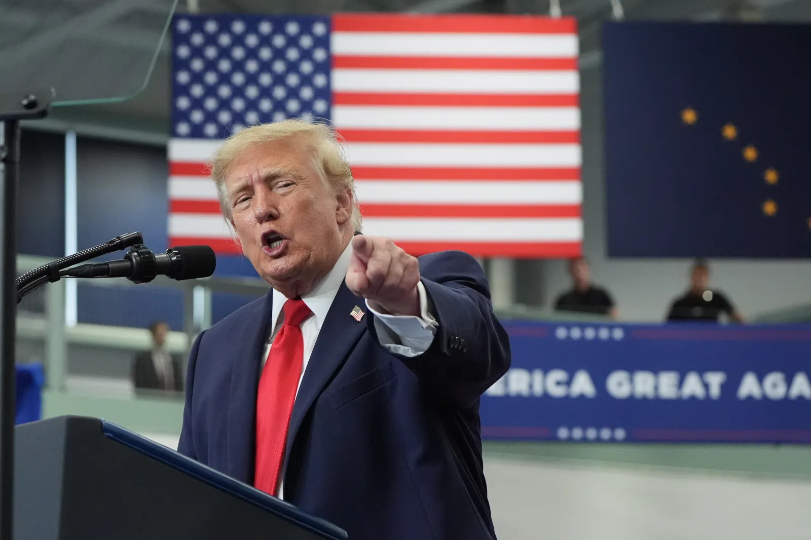 President Donald Trump speaking at a campaign rally in Wasilla, Alaska, last week.
