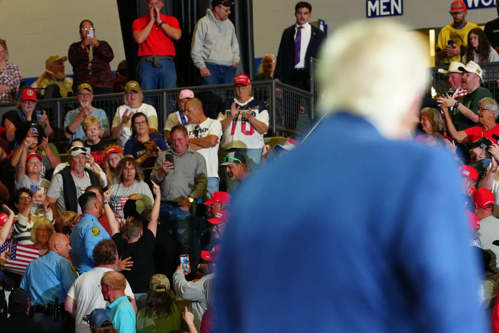 President Donald Trump speaks at a campaign rally on Monday in Park City, Kansas. (AP Photo/Julia Demaree Nikhinson)