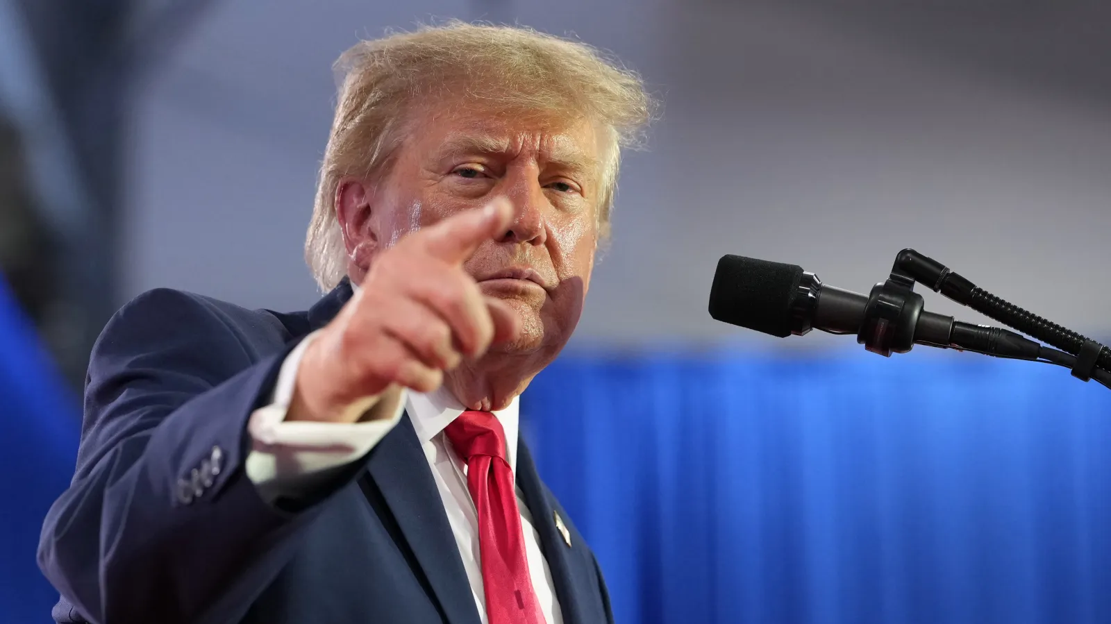 President Donald Trump speaks at a campaign rally at Sioux Gateway Airport, Thursday, Oct. 22, 2026, in Sioux City, Iowa.
