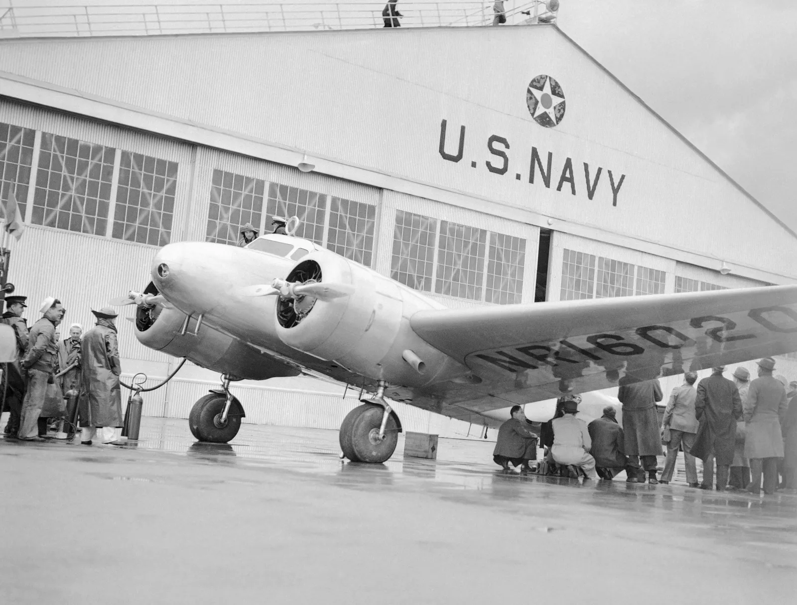 Amelia Earhart's Lockheed Electra plane is seen in Oakland, California, in 1937.