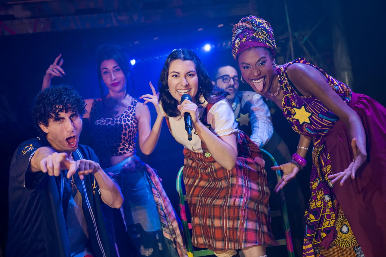 (left to right) Alex Lewis, Jaz Zepatos, Olivia Bernabe, Rocky Paterra and Austen Horne in Slam Frank.