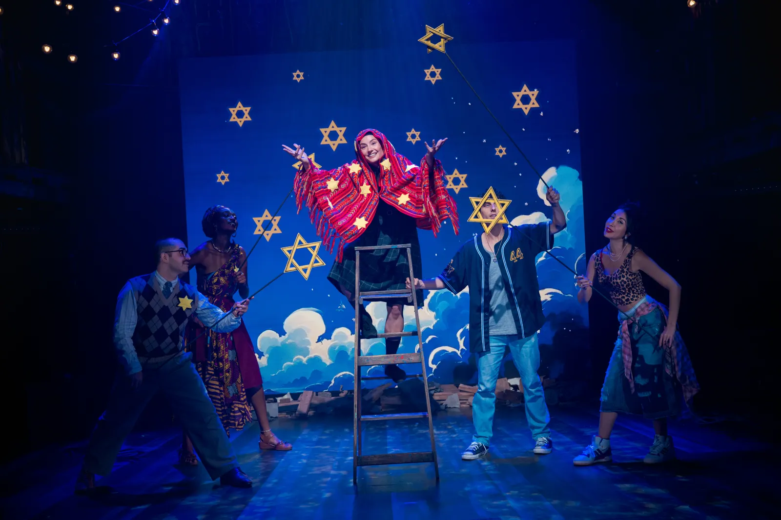Amelia Louis Barr (center) and the cast of Slam Frank.