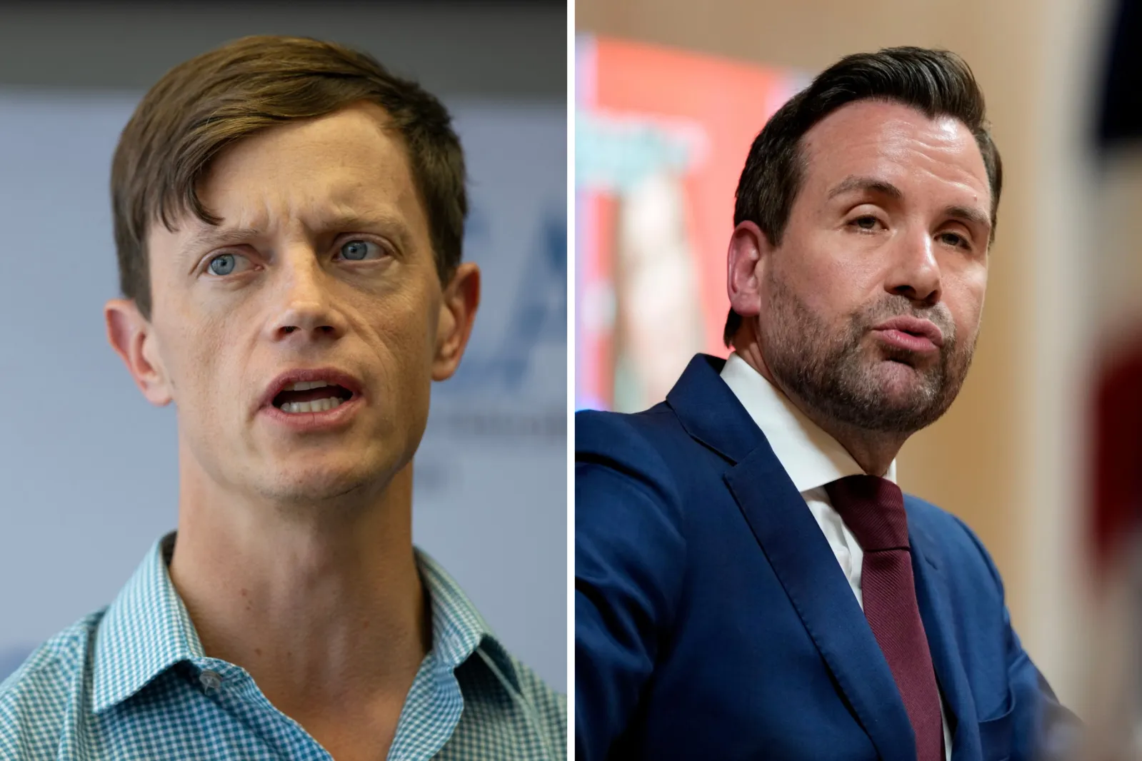 Rob Sand, left, is the Democratic candidate for Iowa governor, and Josh Turek, right, is the Democratic candidate for Iowa's open U.S. Senate seat.