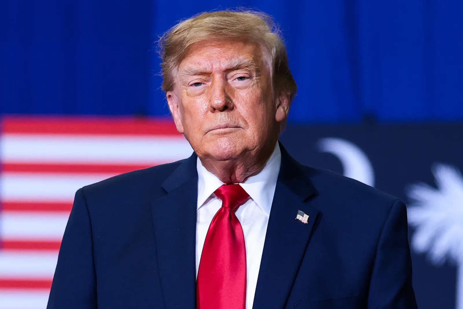 President Donald Trump arrives for a campaign rally at T. Ed Garrison Arena at Clemson University on October 21, 2026 in Pendleton, South Carolina.
