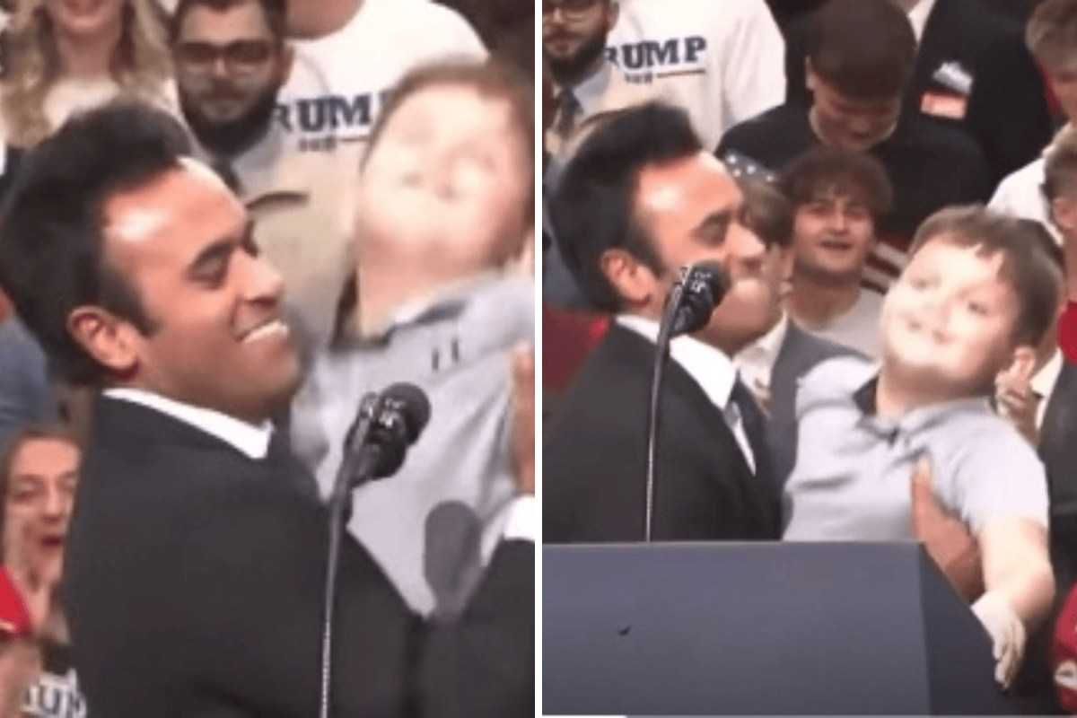 Ramaswamy Almost Drops Boy As He Picks Him Up At Rally